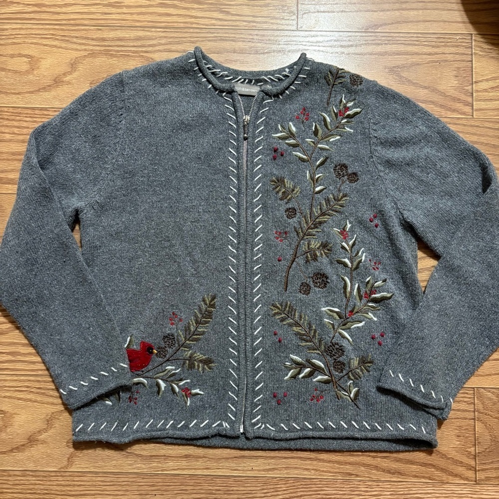 Vintage Croft & Barrow Cardigan Full Zip Cardinal Sweater XL